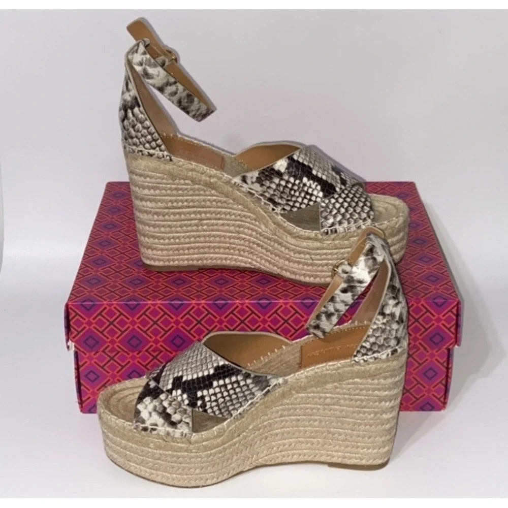 Tory Burch Wedge Espadrille 5.5 Sandals Selby Snake 105MM Platform $380
